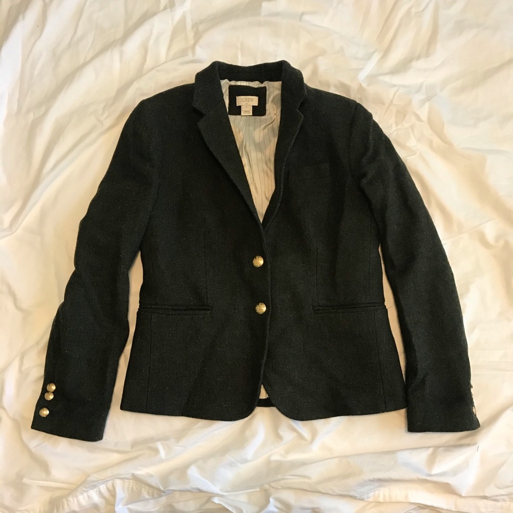 J Crew Factory Green Wool Blend Blazer, SZ 6